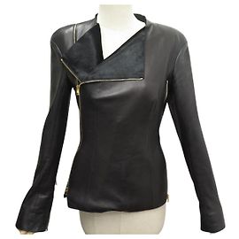 TOM FORD GILO43 T80213 S 36 XS 34 LAMB LEATHER JACKET Black