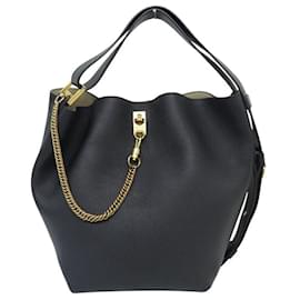 Givenchy-NEW GIVENCHY GV BUCKET MM GRAINED LEATHER BLACK TOTE HAND BAG-Black