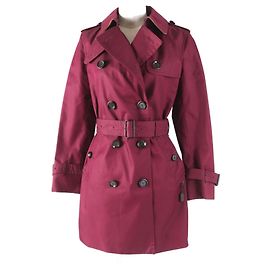 Coach Leather Trench Coat Wine-Red XS Women Red Other