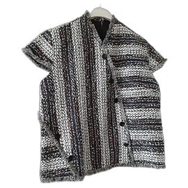 Autre Marque Top de tweed com franjas multicolor Multicor