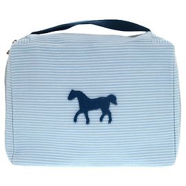 Hermès Cabriole To-Go MM Baumwolltasche Weiß Blau