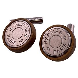 Hermès Hermes Sellier Silver Cufflinks Silvery