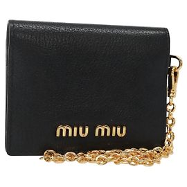 Miu Miu Pass Case aus Leder Schwarz Auth yk18696V Schwarz