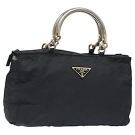 PRADA Borsa a mano in nylon nero e oro Auth 128024 Nero D'oro
