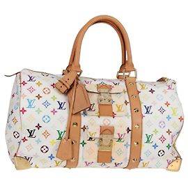 LOUIS VUITTON Borsa Keepall 45 Monogram Multicolore Bianca M92641 LV Auth 126487V Bianco