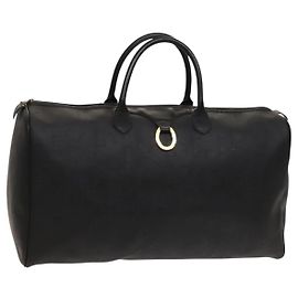 Borsa Boston in tela Trotter Christian Dior nera e oro Auth SW984 Nero D'oro
