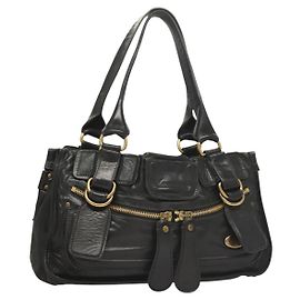 Chloé Borsa a mano Chloe Bay in pelle nera e oro Auth BA3965 Nero D'oro