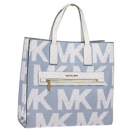 Bolsa Tote de Couro Azul Claro Dourado Auth 118747 da MICHAEL KORS Dourado Azul claro