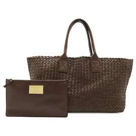 Bottega Veneta Intrecciato Cabas MM Tote Bag Brown