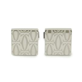 Cartier-Abotoaduras Cartier Happy Birthday 2C Motivo Decorativo-Prata