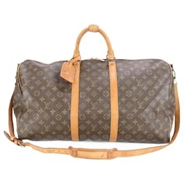 Louis Vuitton-Louis Vuitton Monogram Keepall Bandouliere 55 Boston Bag-Brown