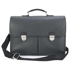 Louis Vuitton-Louis Vuitton Taiga Anton Leather Shoulder Bag-Grey
