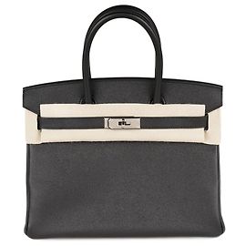 Hermès Birkin 30 Black Leather Handbag Full Set Black