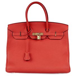 Hermès Birkin 35 Coral Leather Handbag Coral