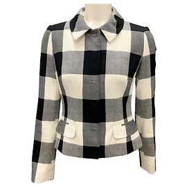 Schwarze / weiße karierte Baumwolljacke von Dolce & Gabbana Mehrfarben
