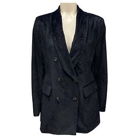 Blazer in velluto a coste doppio petto nero / blu navy Peserico Nero
