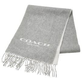Cachecol de lã e cashmere com logo Coach Outro Cinza