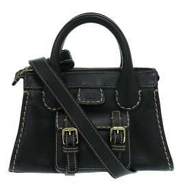 Sac à main en cuir noir Chloé Mini Edith Noir