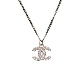 Colar de strass prateado Chanel Coco Mark Prata