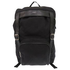 Mochila de lona e couro preto Saint Laurent Preto