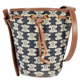 Céline Celine Triomphe Micro Drawstring Shoulder Bag Navy blue