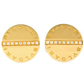 Bulgari Bvlgari 18K Yellow Gold Diamond Cufflinks Golden