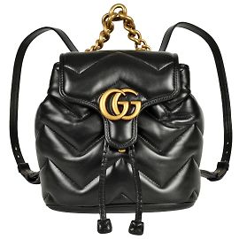 Mochila Mini Acolchada GG Marmont de Gucci Negro
