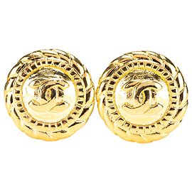 Boucles d'oreilles clip en or plaqué CC de Chanel Doré