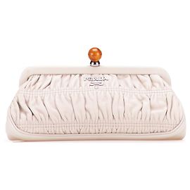 Prada Brown Nappa Gaufre Frame Clutch Brown Beige