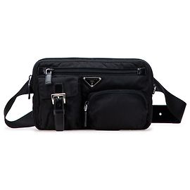 Prada Black Tessuto Multi Pocket Belt Bag Black