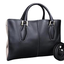 Tod's-Tod's D Cube Handbag-Black,Beige