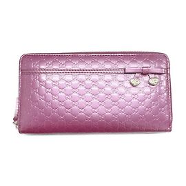 Billetera con cremallera en micro Guccissima brillante de Gucci Rosa Púrpura