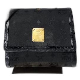 Bolsa transversal vintage de nylon/couro MCM preta Preto