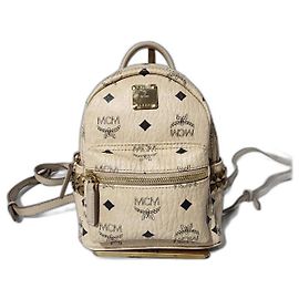 MCM Visetos X-Mini Stark Rucksack mit Seitenstud Beige Beige