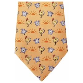 Hermès-Hermes Silk Tie-Orange