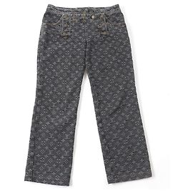 Pantalones de denim de algodón Monogram Louis Vuitton Negro Otro