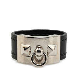 Hermes Hermès Collier de Chien Band Ring Black Silvery