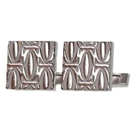 Cartier-Abotoaduras de prata esterlina Cartier Feliz Aniversário-Prata