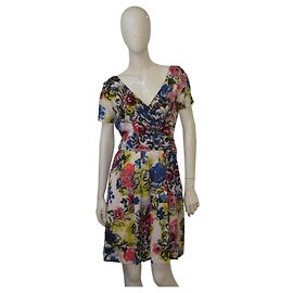 Autre Marque Robe courte à manches courtes imprimé floral multicolore Multicolore