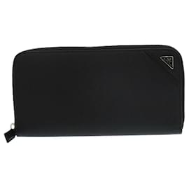 Prada-Prada Soft Calfskin Triangle Long Wallet-Black