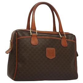 Céline Sac à main en toile Macadam CELINE en cuir PVC marron doré Auth fm4799 Marron Doré