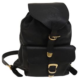 Gianni Versace Backpack Leather Black Gold Auth bs27658 Black Golden