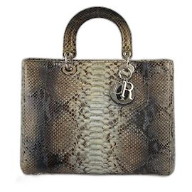 Bolso Lady Dior grande de pitón multicolor Christian Dior Multicolor