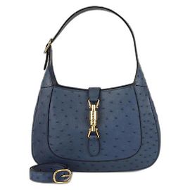 Gucci Piccola Hobo Jackie 1961 in Struzzo Blu Blu