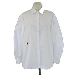 Camisa de manga larga plisada blanca con bordado de abeja Christian Dior Blanco