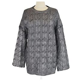 Totême Metallisch grauer Kabelstrickpullover Toteme Andere