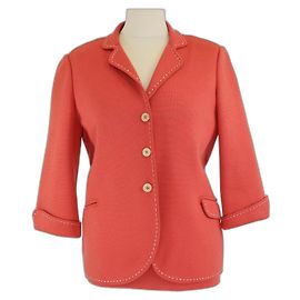 Set Blazer e Top in Maglia Loro Piana Rosso Corallo Rosso