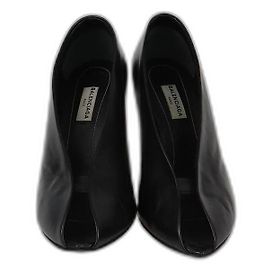 Balenciaga Black Open Peep Toe Pumps Black