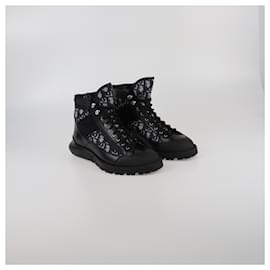 Christian Dior-Dior Homme Black/Blue Oblique Combat Boots-Black,Blue