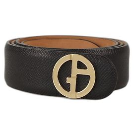 Giorgio Armani Black Slim Logo Bickle Belt Black